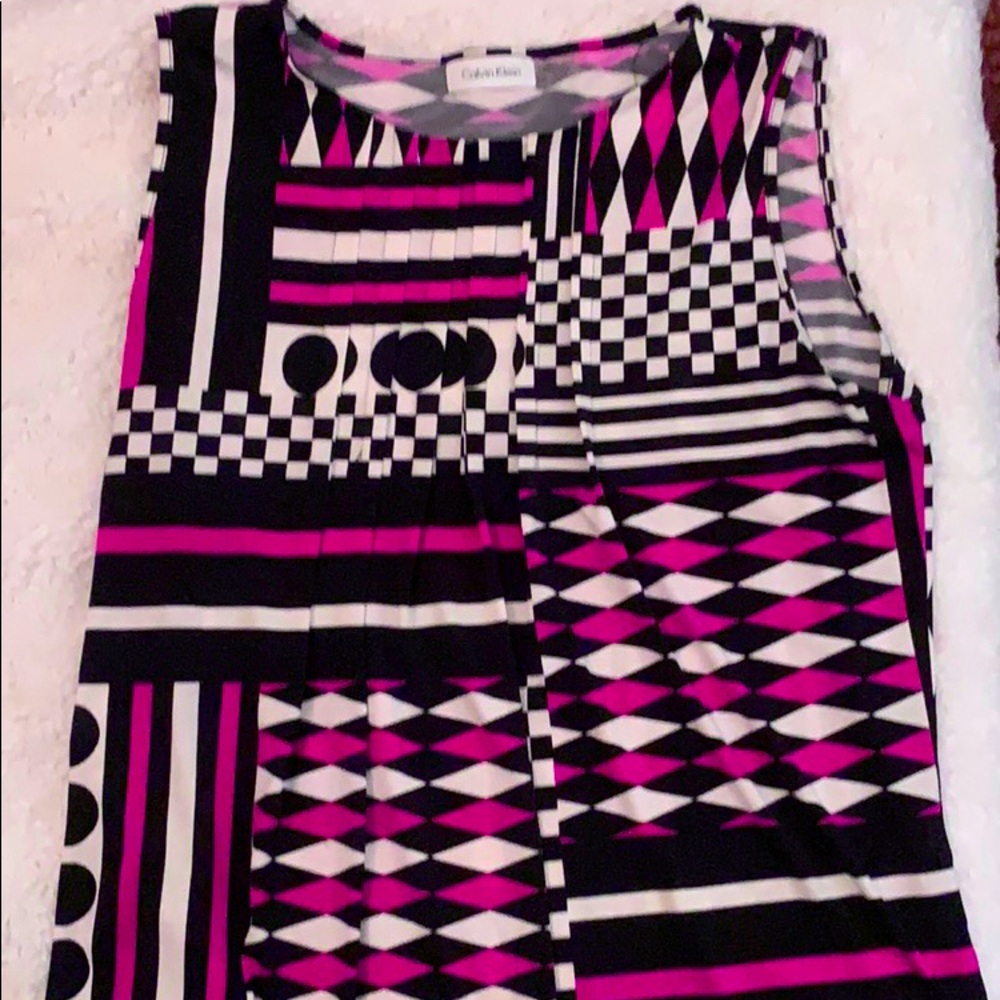 Calvin Klein Sleeveless Top -Magenta, Black, White